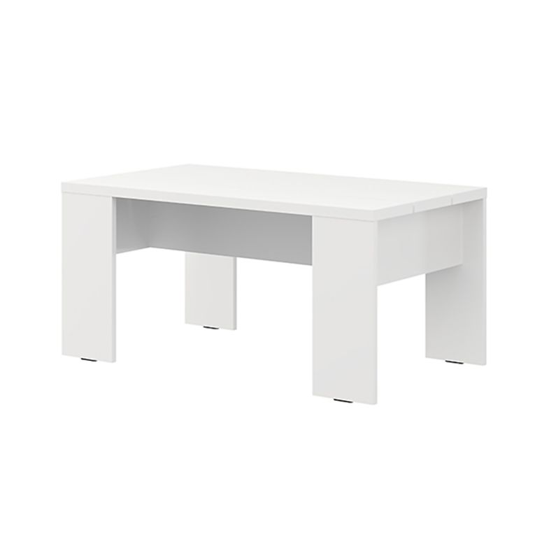 Tavolino da Salotto Bianco Opaco Forma Rettangolare Colore Ripiano Bianco 90x50x43h cm, Sfumatura Colore Struttura Opaco - Riposto