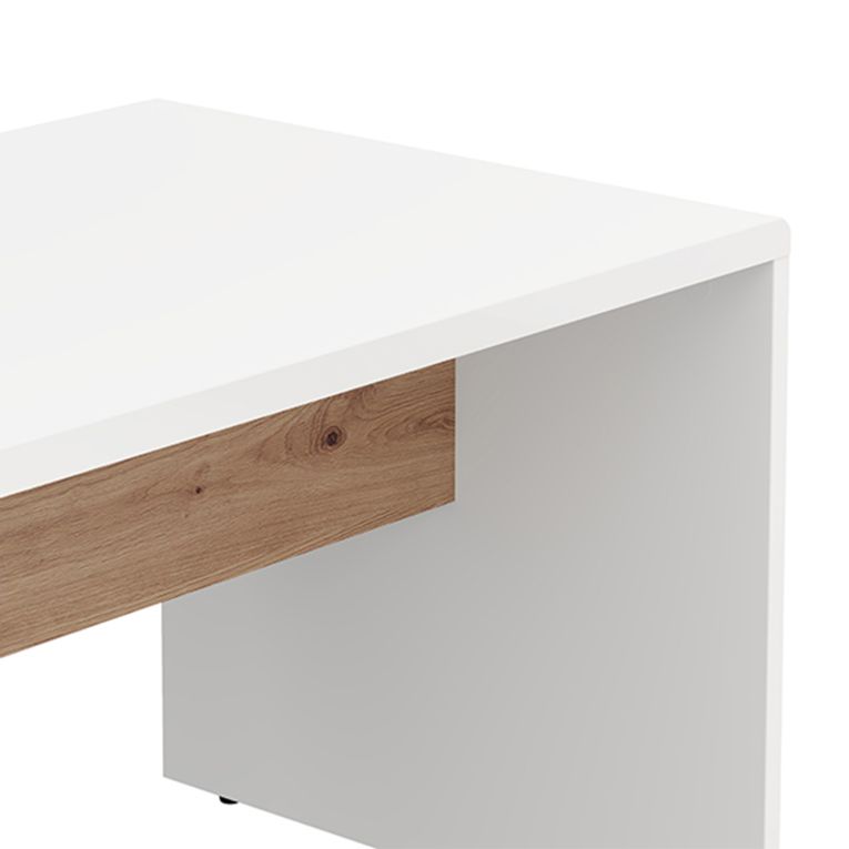 Tavolino da Salotto Bianco Opaco Marrone Rovere Nodi Forma Rettangolare Colore Ripiano Bianco 90x50x47h cm, Colore Struttura Marrone - Limatola