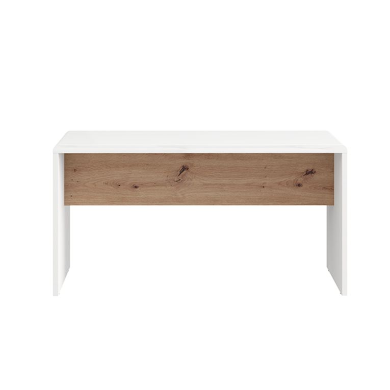 Tavolino da Salotto Bianco Opaco Marrone Rovere Nodi Forma Rettangolare Colore Ripiano Bianco 90x50x47h cm, Colore Struttura Marrone - Limatola