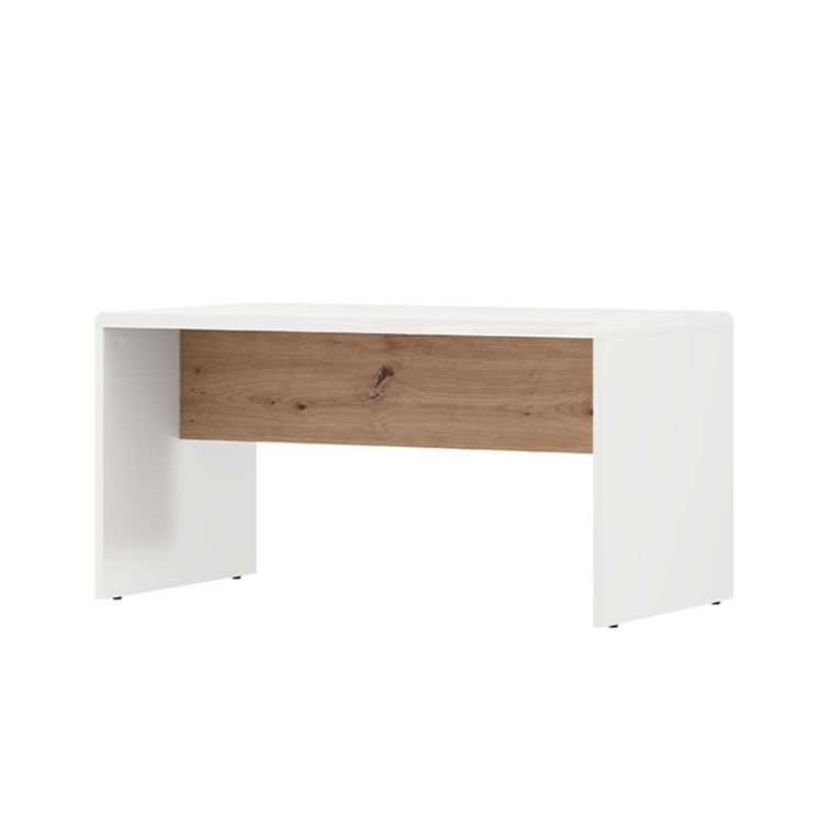 Tavolino da Salotto Bianco Opaco Marrone Rovere Nodi Forma Rettangolare Colore Ripiano Bianco 90x50x47h cm, Colore Struttura Marrone - Limatola