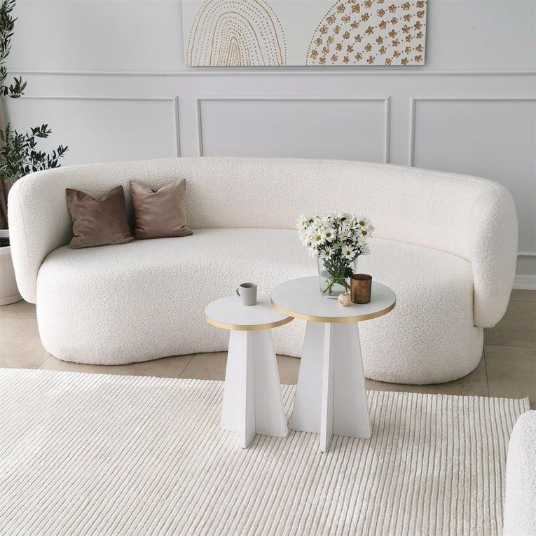 Tavolino da Salotto Bianco oro Modulabile Forma Rotondo 40x40x50h cm, Colore Struttura oro - Cardito