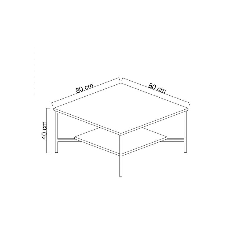 Tavolino da Salotto Bianco oro Piedini oro un Vano 80x80x40h cm, Forma Quadrata - Mia