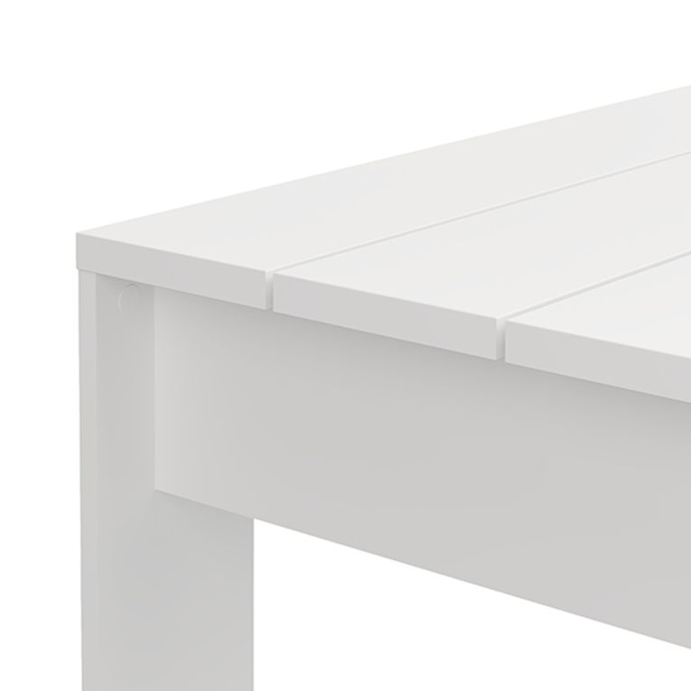 Tavolino da Salotto Bianco Piano Effetto Doghe Forma Rettangolare 120x67x43h cm, Colore Ripiano Bianco - Bertona