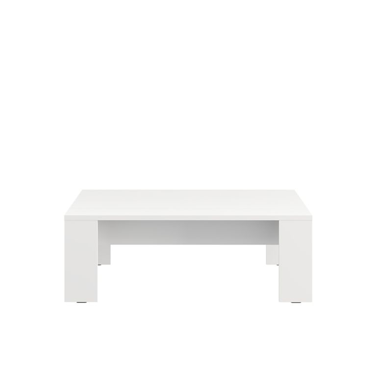 Tavolino da Salotto Bianco Piano Effetto Doghe Forma Rettangolare 120x67x43h cm, Colore Ripiano Bianco - Bertona