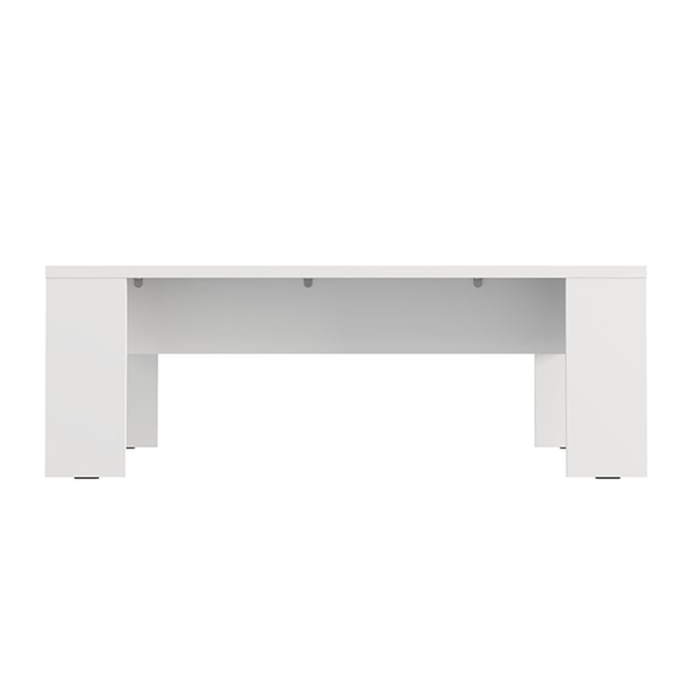 Tavolino da Salotto Bianco Piano Effetto Doghe Forma Rettangolare 120x67x43h cm, Colore Ripiano Bianco - Bertona