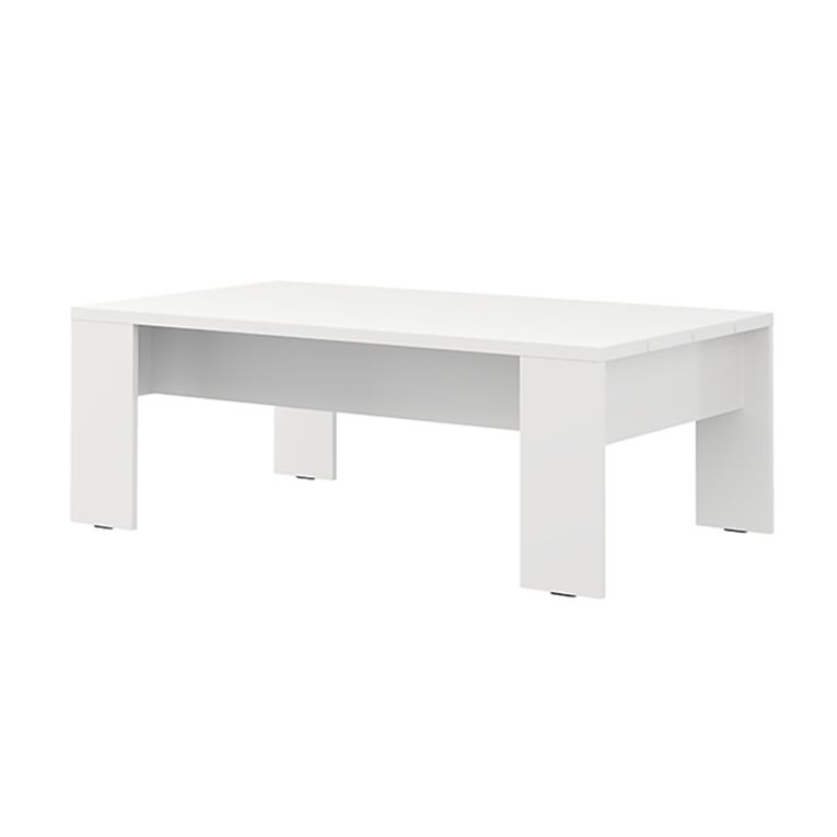 Tavolino da Salotto Bianco Piano Effetto Doghe Forma Rettangolare 120x67x43h cm, Colore Ripiano Bianco - Bertona