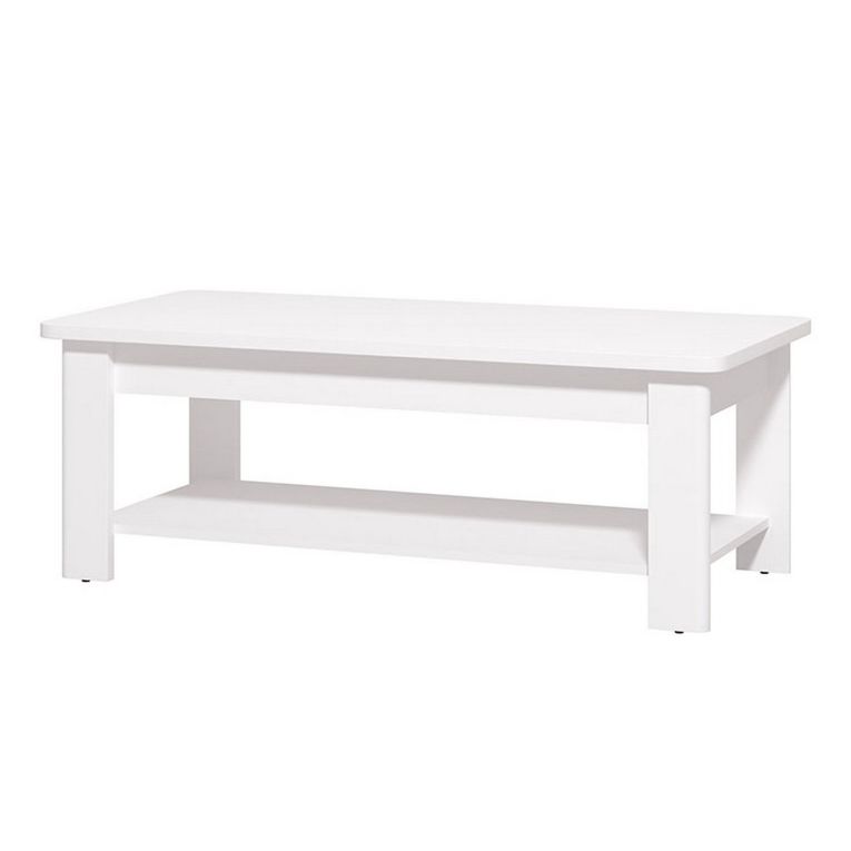 Tavolino da Salotto Bianco un Vano Forma Rettangolare 124x60x45h cm, Materiale Piano in Legno Nobilitato - Pella