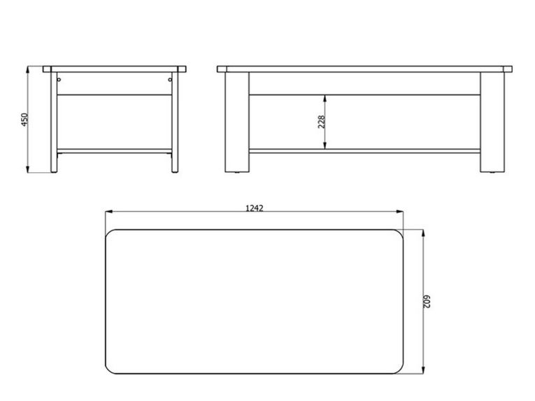 Tavolino da Salotto Bianco un Vano Forma Rettangolare 124x60x45h cm, Materiale Piano in Legno Nobilitato - Pella