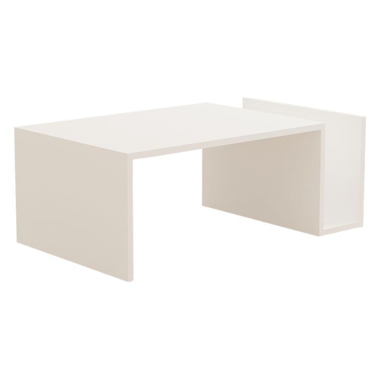 Tavolino da Salotto Bianco un Vano Forma Rettangolare 87x50x32h cm, Materiale Piano in Legno Nobilitato - Rometta