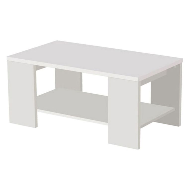 Tavolino da Salotto Bianco un Vano Forma Rettangolare 90.5x50.5x41.5h cm, Materiale Piano in Legno Nobilitato - Piraino