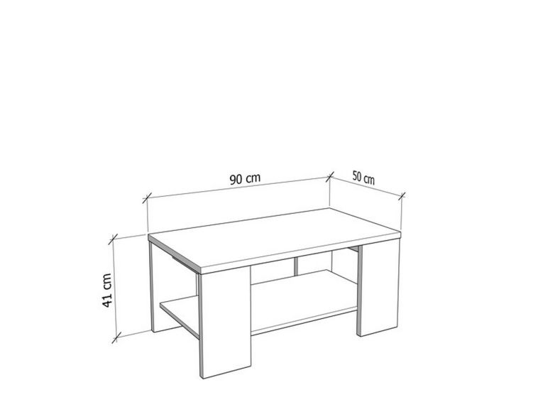 Tavolino da Salotto Bianco un Vano Forma Rettangolare 90.5x50.5x41.5h cm, Materiale Piano in Legno Nobilitato - Piraino