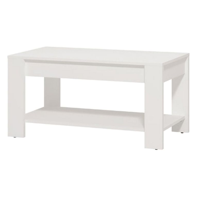 Tavolino da Salotto Bianco un Vano Forma Rettangolare 90x49.5x45.5h cm, Materiale Piano in Legno Nobilitato - Signa