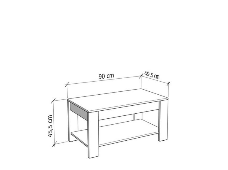 Tavolino da Salotto Bianco un Vano Forma Rettangolare 90x49.5x45.5h cm, Materiale Piano in Legno Nobilitato - Signa