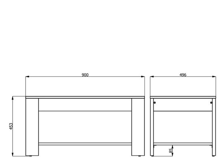 Tavolino da Salotto Bianco un Vano Forma Rettangolare 90x49.5x45.5h cm, Materiale Piano in Legno Nobilitato - Signa