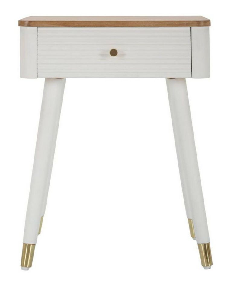 Tavolino da salotto Bibbiano, Tavolo basso da caffè, Portariviste per divano, Ripiano da soggiorno, 45x32 h62 cm, Bianco e Marrone