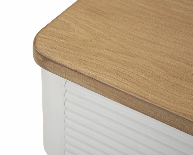 Tavolino da salotto Bibbiano, Tavolo basso da caffè, Portariviste per divano, Ripiano da soggiorno, 45x32 h62 cm, Bianco e Marrone