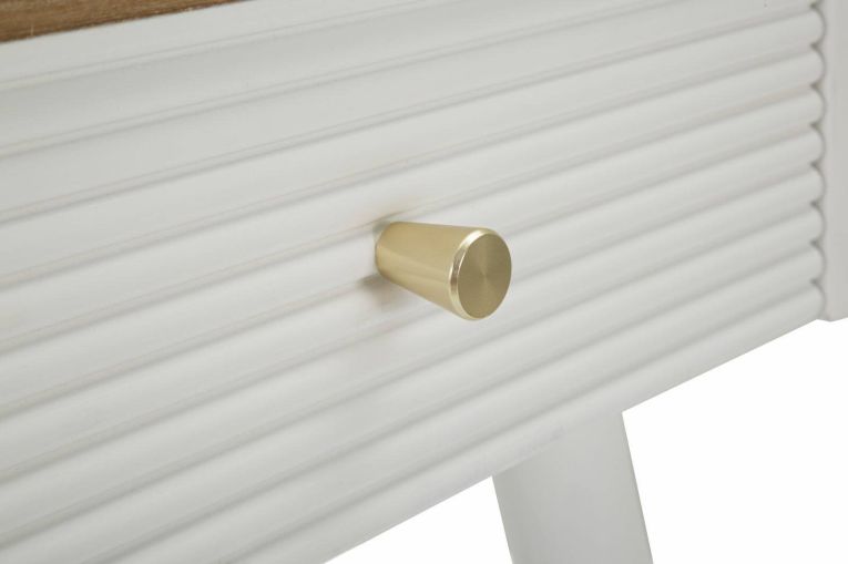 Tavolino da salotto Bibbiano, Tavolo basso da caffè, Portariviste per divano, Ripiano da soggiorno, 45x32 h62 cm, Bianco e Marrone