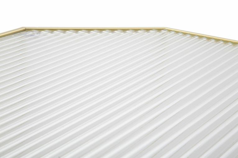 Tavolino da salotto Bibbiena, Tavolo basso da caffè, Portariviste per divano, Ripiano da soggiorno, Oro, 50x46 h100 cm