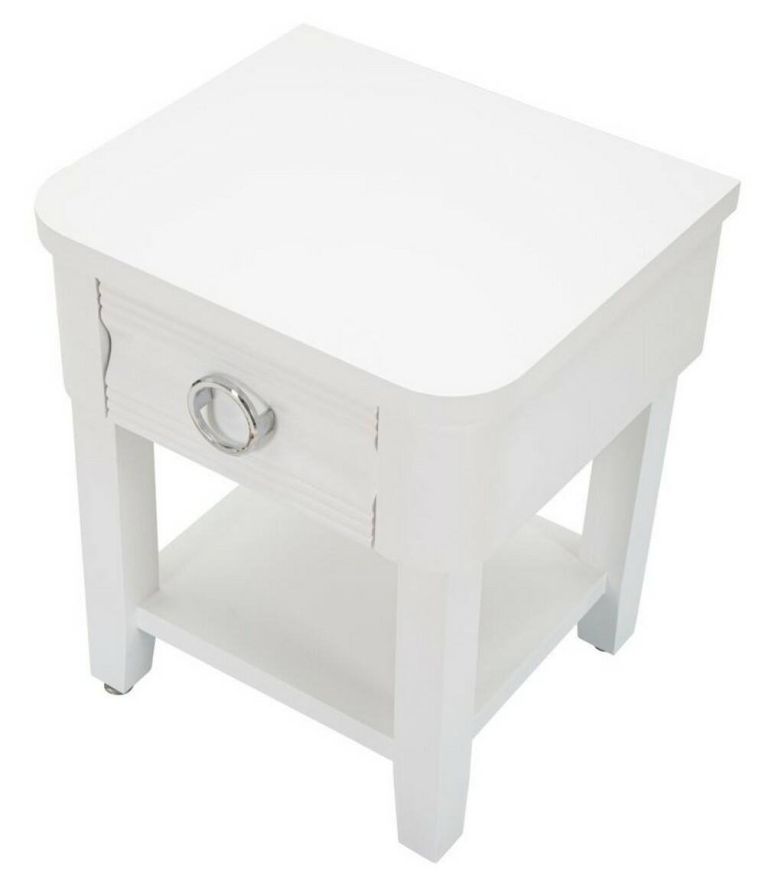Tavolino da salotto Binago, Tavolo basso da caffè, Portariviste per divano, Ripiano da soggiorno, 45x40 h54 cm, Bianco