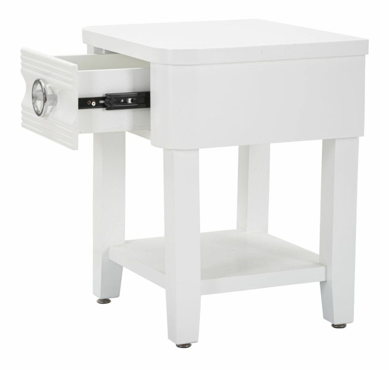 Tavolino da salotto Binago, Tavolo basso da caffè, Portariviste per divano, Ripiano da soggiorno, 45x40 h54 cm, Bianco