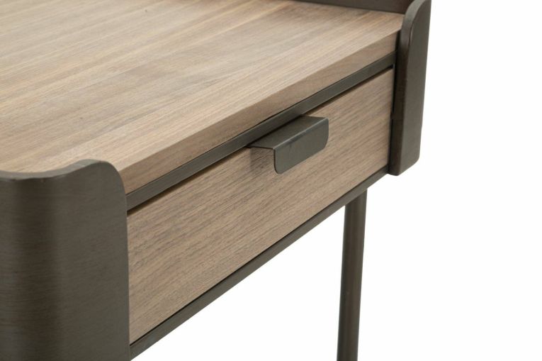 Tavolino da salotto Bioglio, Tavolo basso da caffè, Portariviste per divano, Ripiano da soggiorno, 60x60 h41 cm, Grigio e Marrone