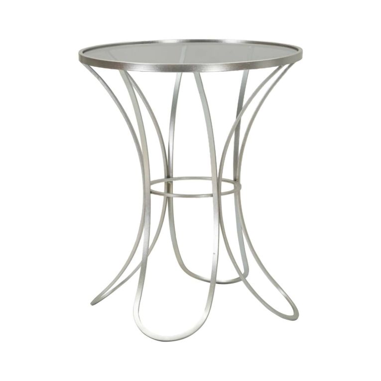 Tavolino da salotto Bistrica, Tavolo basso da caffè, Portariviste per divano, Ripiano da soggiorno, 56x56 h68 cm, Argento