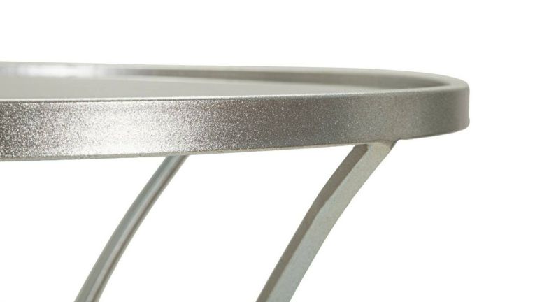 Tavolino da salotto Bistrica, Tavolo basso da caffè, Portariviste per divano, Ripiano da soggiorno, 56x56 h68 cm, Argento