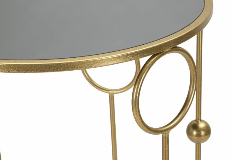 Tavolino da salotto Bitti, Tavolo basso da caffè, Portariviste per divano, Ripiano da soggiorno, 50x50 h100 cm, Oro