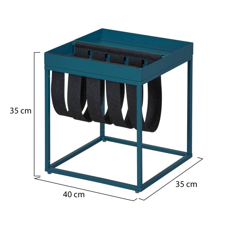 Tavolino da Salotto blu Forma Quadrata Materiale Piano in Metallo 35x40x35h cm, Colore Ripiano blu - Limana