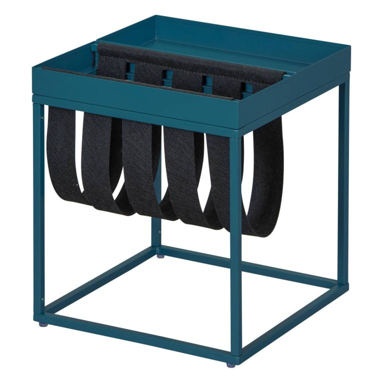 Tavolino da Salotto blu Forma Quadrata Materiale Piano in Metallo 35x40x35h cm, Colore Ripiano blu - Limana