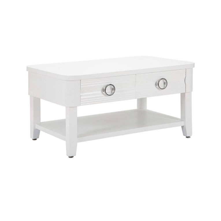 Tavolino da salotto Bordano, Tavolo basso da caffè, Portariviste per divano, Ripiano da soggiorno, 90x60 h47 cm, Bianco