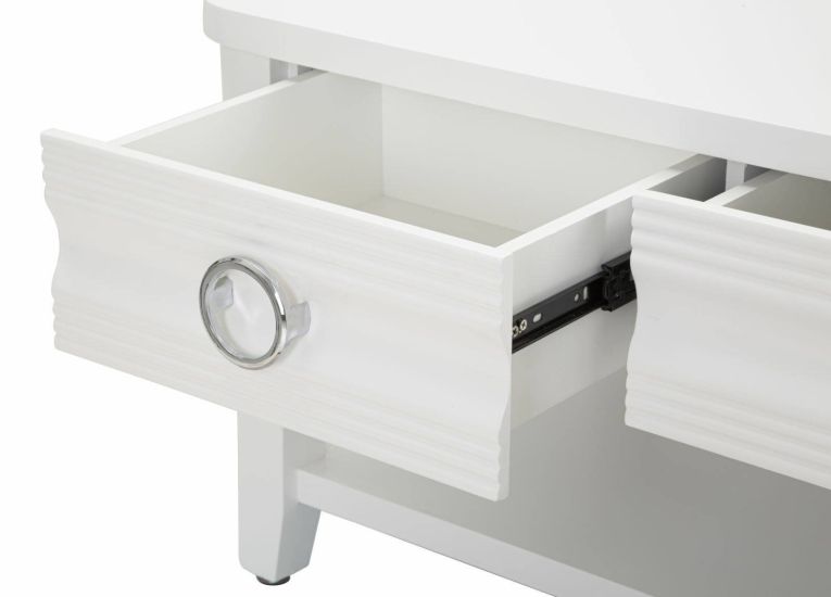 Tavolino da salotto Bordano, Tavolo basso da caffè, Portariviste per divano, Ripiano da soggiorno, 90x60 h47 cm, Bianco