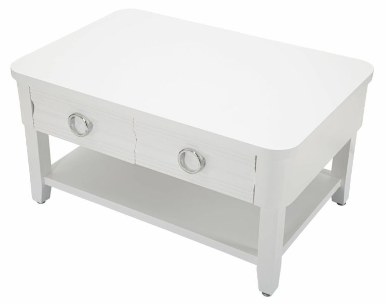Tavolino da salotto Bordano, Tavolo basso da caffè, Portariviste per divano, Ripiano da soggiorno, 90x60 h47 cm, Bianco