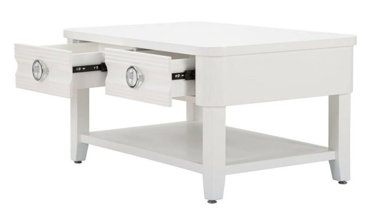 Tavolino da salotto Bordano, Tavolo basso da caffè, Portariviste per divano, Ripiano da soggiorno, 90x60 h47 cm, Bianco