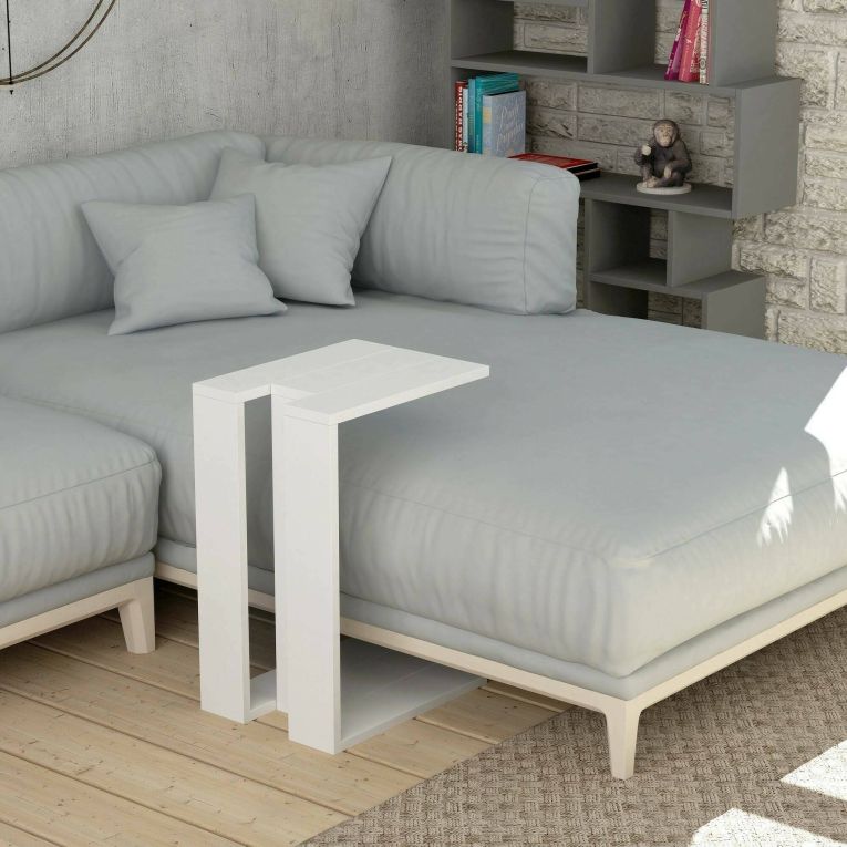 Tavolino da salotto Calliope, Tavolo basso da soggiorno, Ripiano da caffè, Tavolino per divano, 30x40h57 cm, Bianco