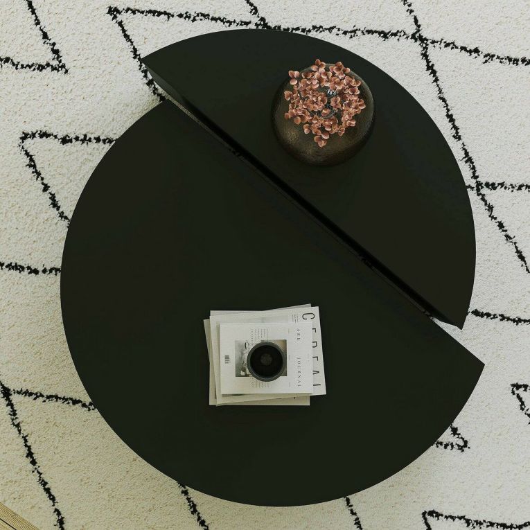 Tavolino da salotto Canopus, Tavolo basso da soggiorno, Ripiano da caffè, Tavolino per divano, 90x90h35 cm, Nero