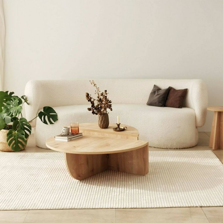 Tavolino da salotto Canopus, Tavolo basso da soggiorno, Ripiano da caffè, Tavolino per divano, 90x90h35 cm, Rovere