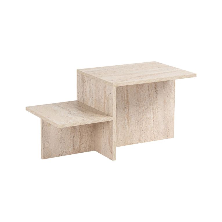 Tavolino da salotto Cantello, Tavolo basso da caffè, Portariviste per divano, Ripiano da soggiorno, 80x40 h40 cm, Beige