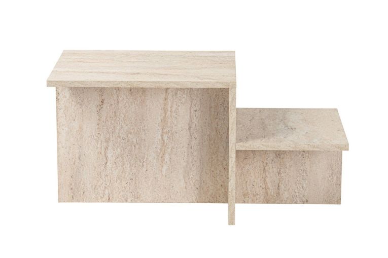 Tavolino da salotto Cantello, Tavolo basso da caffè, Portariviste per divano, Ripiano da soggiorno, 80x40 h40 cm, Beige