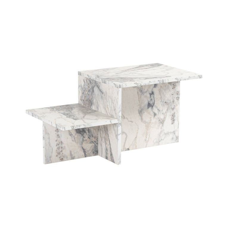 Tavolino da salotto Cantello, Tavolo basso da caffè, Portariviste per divano, Ripiano da soggiorno, 80x40 h40 cm, Marmo
