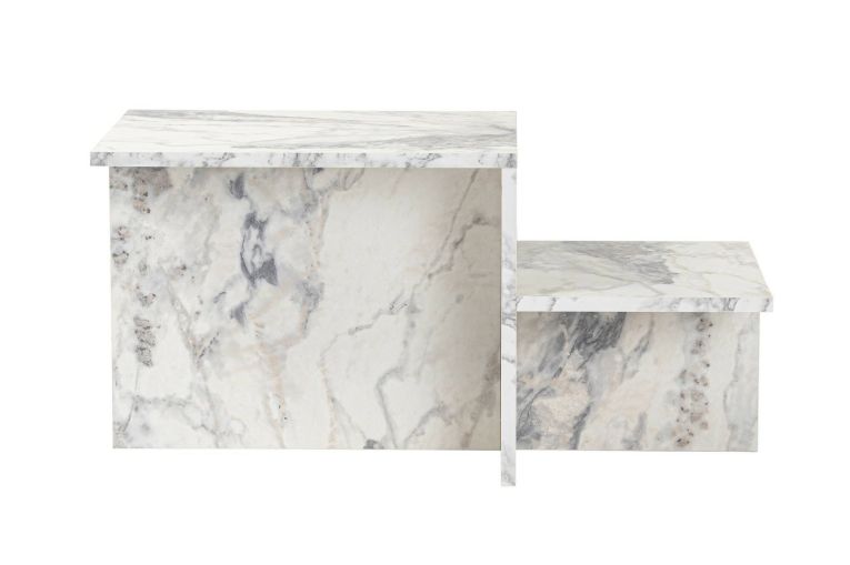 Tavolino da salotto Cantello, Tavolo basso da caffè, Portariviste per divano, Ripiano da soggiorno, 80x40 h40 cm, Marmo