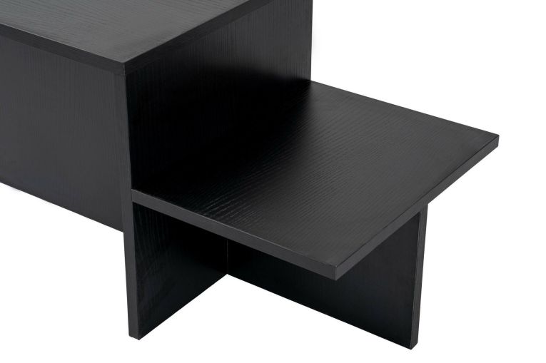 Tavolino da salotto Cantello, Tavolo basso da caffè, Portariviste per divano, Ripiano da soggiorno, 80x40 h40 cm, Nero