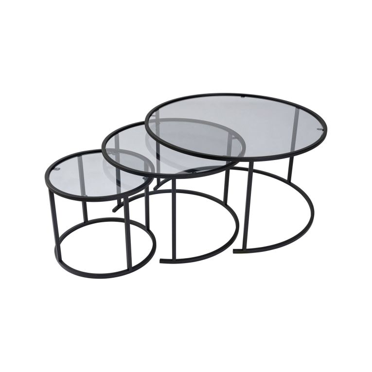Tavolino da salotto Carugate, Tavolo basso da caffè, Portariviste per divano, Ripiano da soggiorno, 80x80 h43 cm, Nero e Grigio