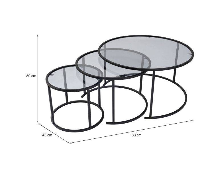 Tavolino da salotto Carugate, Tavolo basso da caffè, Portariviste per divano, Ripiano da soggiorno, 80x80 h43 cm, Nero e Grigio
