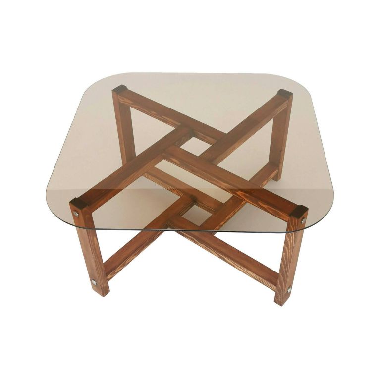 Tavolino da salotto Cepheus, Tavolo basso da soggiorno, Ripiano da caffè, Tavolino per divano, 80x80h40 cm, Quercia