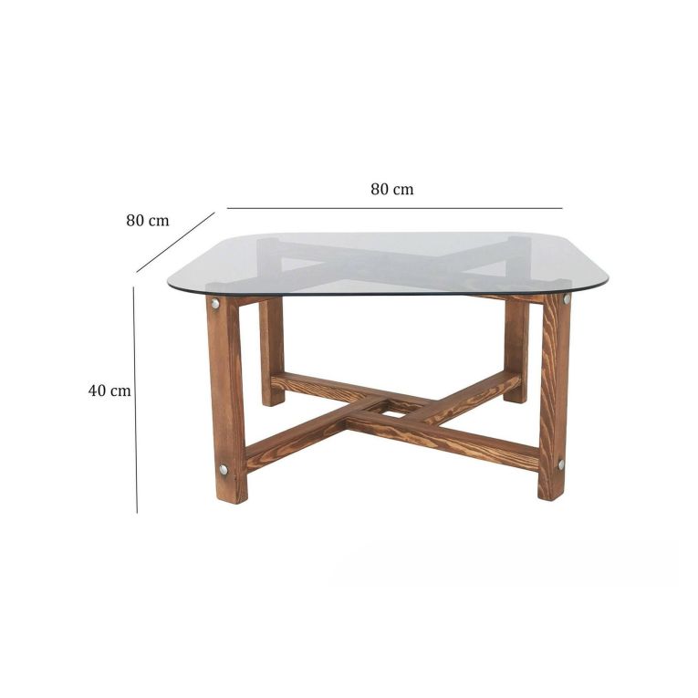 Tavolino da salotto Cepheus, Tavolo basso da soggiorno, Ripiano da caffè, Tavolino per divano, 80x80h40 cm, Quercia