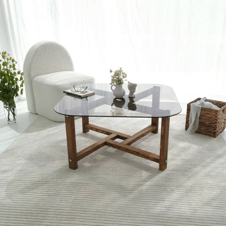 Tavolino da salotto Cepheus, Tavolo basso da soggiorno, Ripiano da caffè, Tavolino per divano, 80x80h40 cm, Quercia