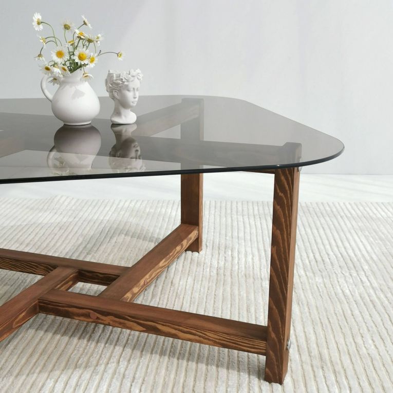 Tavolino da salotto Cepheus, Tavolo basso da soggiorno, Ripiano da caffè, Tavolino per divano, 80x80h40 cm, Quercia