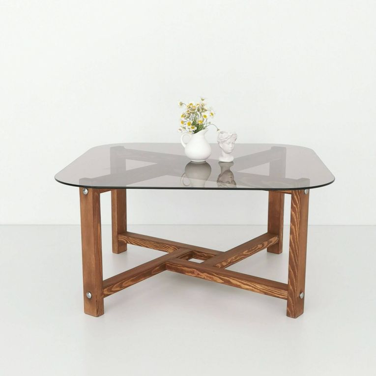 Tavolino da salotto Cepheus, Tavolo basso da soggiorno, Ripiano da caffè, Tavolino per divano, 80x80h40 cm, Quercia
