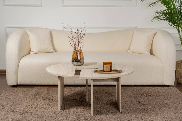 Tavolino da salotto Codroipo, Tavolo basso da caffè, Portariviste per divano, Ripiano da soggiorno, 90x90 h41 cm, Beige